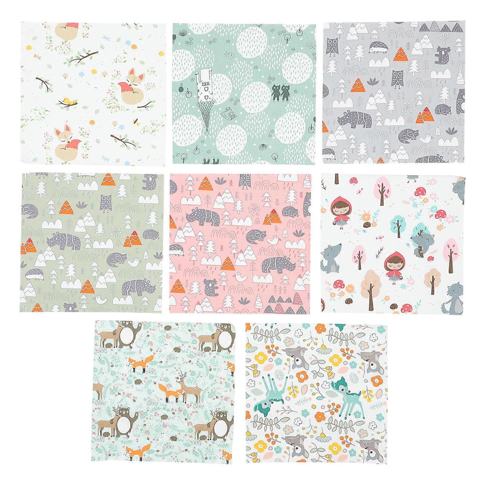 Cotton Fabric Patches 8 Beige Fat Quarters for Sewing, Patchwork, DIY, and Kids' Crafts Projects