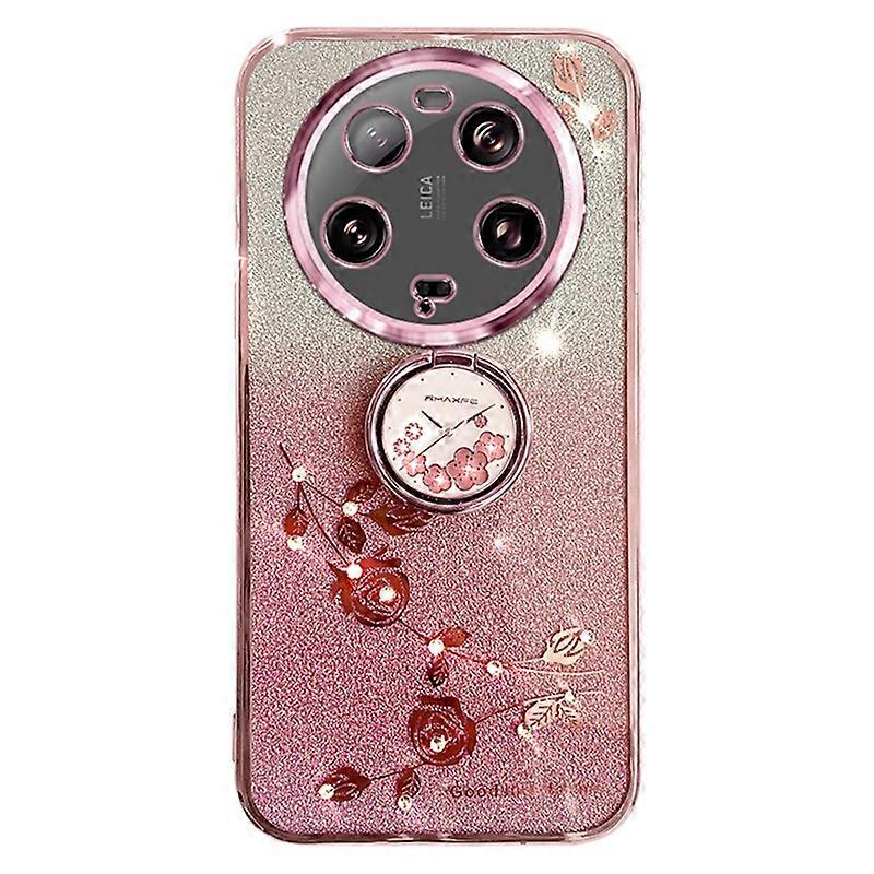 KADEM עבור xiaomi 13 ultra דפוס פרח נצנצים עמיד בזעזועים TPU כיסוי טבעת קיקסטנד מקרה טלפון