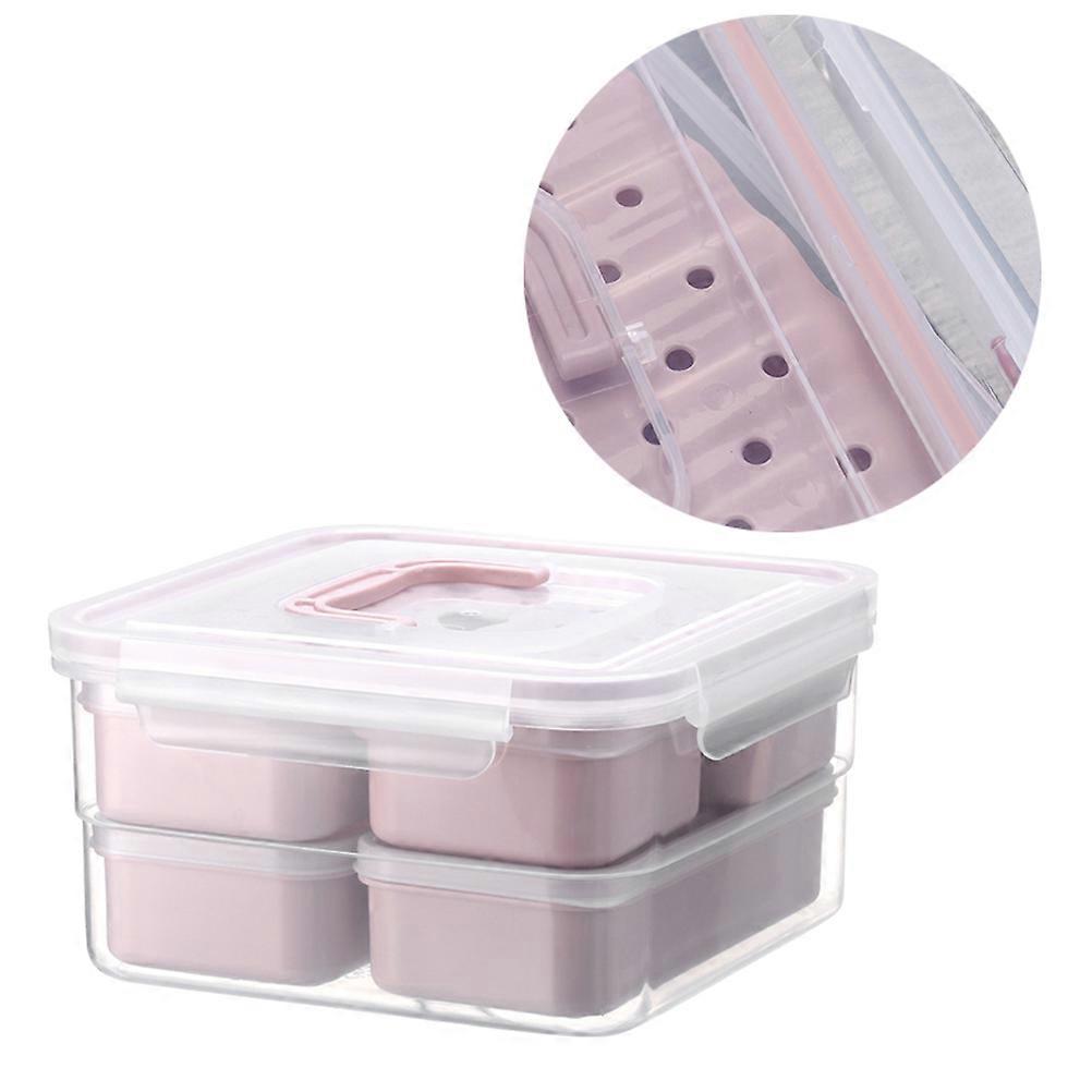 Reusable Snack Container Leak Proof Easy Snap Lock Pink Plastic Lunch Box Kitchen Use 6Pcs