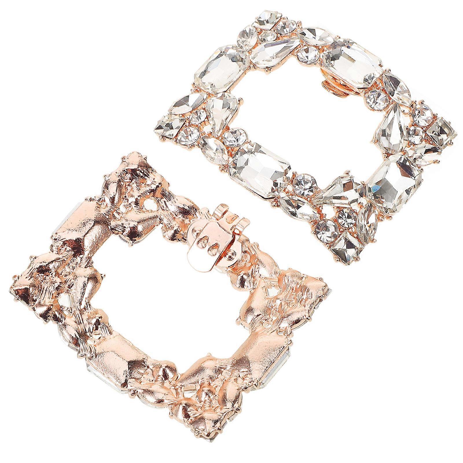 a polished and professional product description based on the title you provided:
**2pcs Rose Gold Shoe Clips Crystal Bridal Shoe Charms /