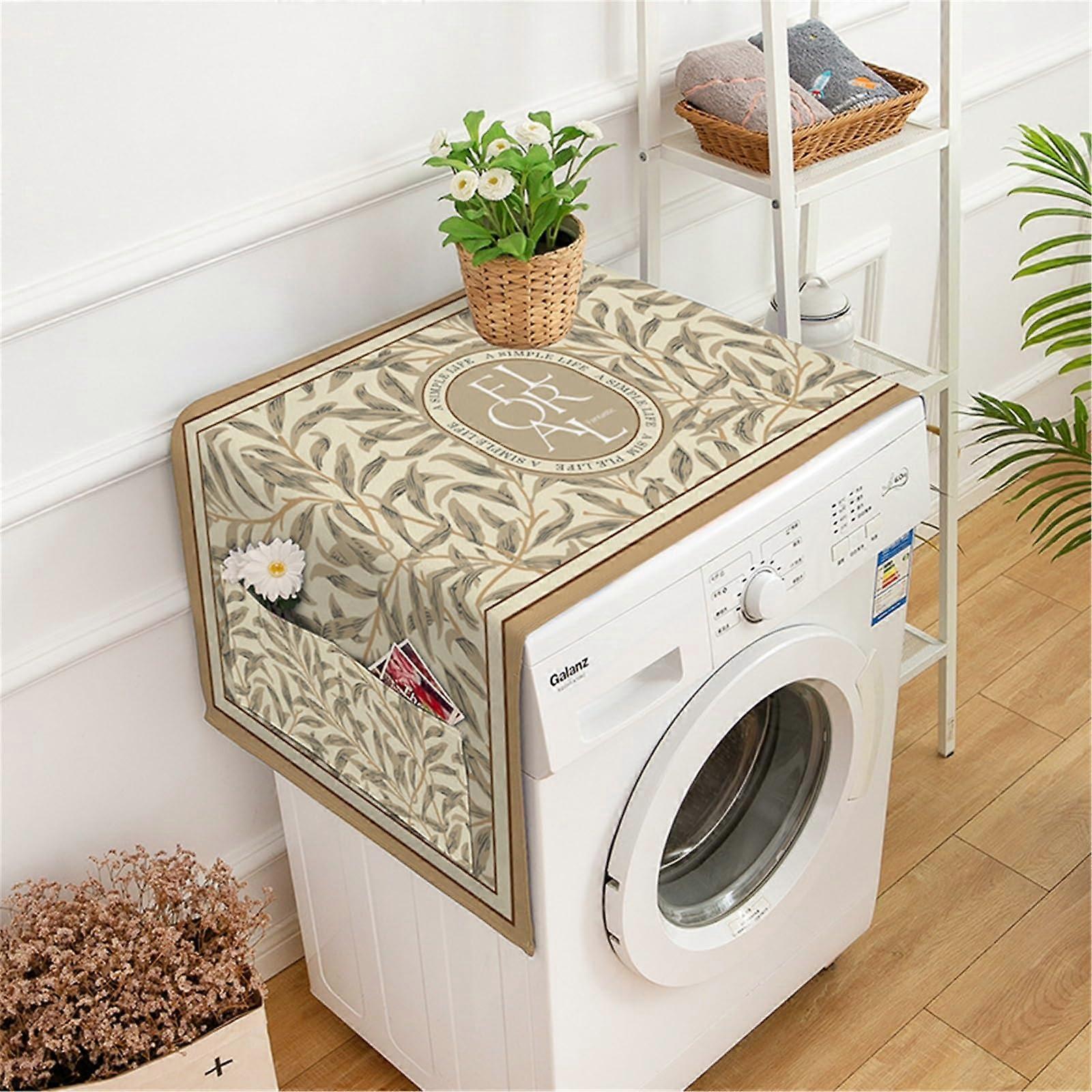 Washing Machine Cover Portable Washer and Dryer Top Cover with Storage Pockets 35x95cm Size for Fridge Compatibility