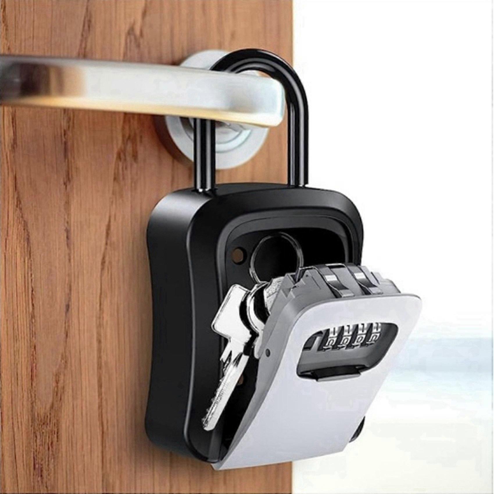 Outdoor Password Key Extended Locking Hook 4 Digit Code Box Grey