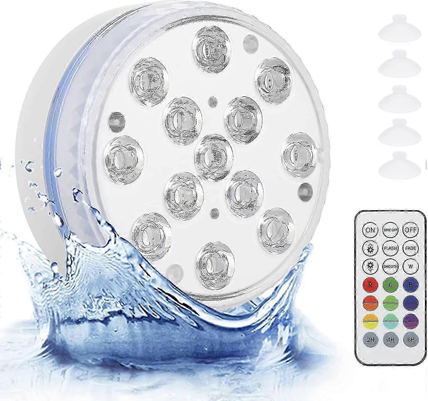 Hot Tub Light Ip68 Waterproof Submersible Led Pool Light With Rf Remote Control For Lazy Spa, Tub, Pond