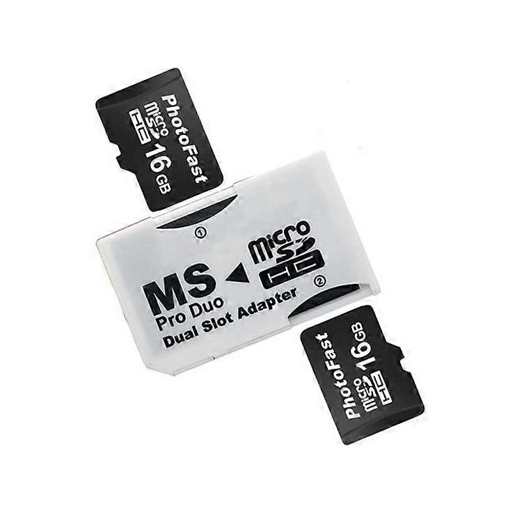 【New】 CR-5400 Dual Slot Micro SDHC(TF) to MS PRO Duo Adapter, Total Supported Capacity: 64GB