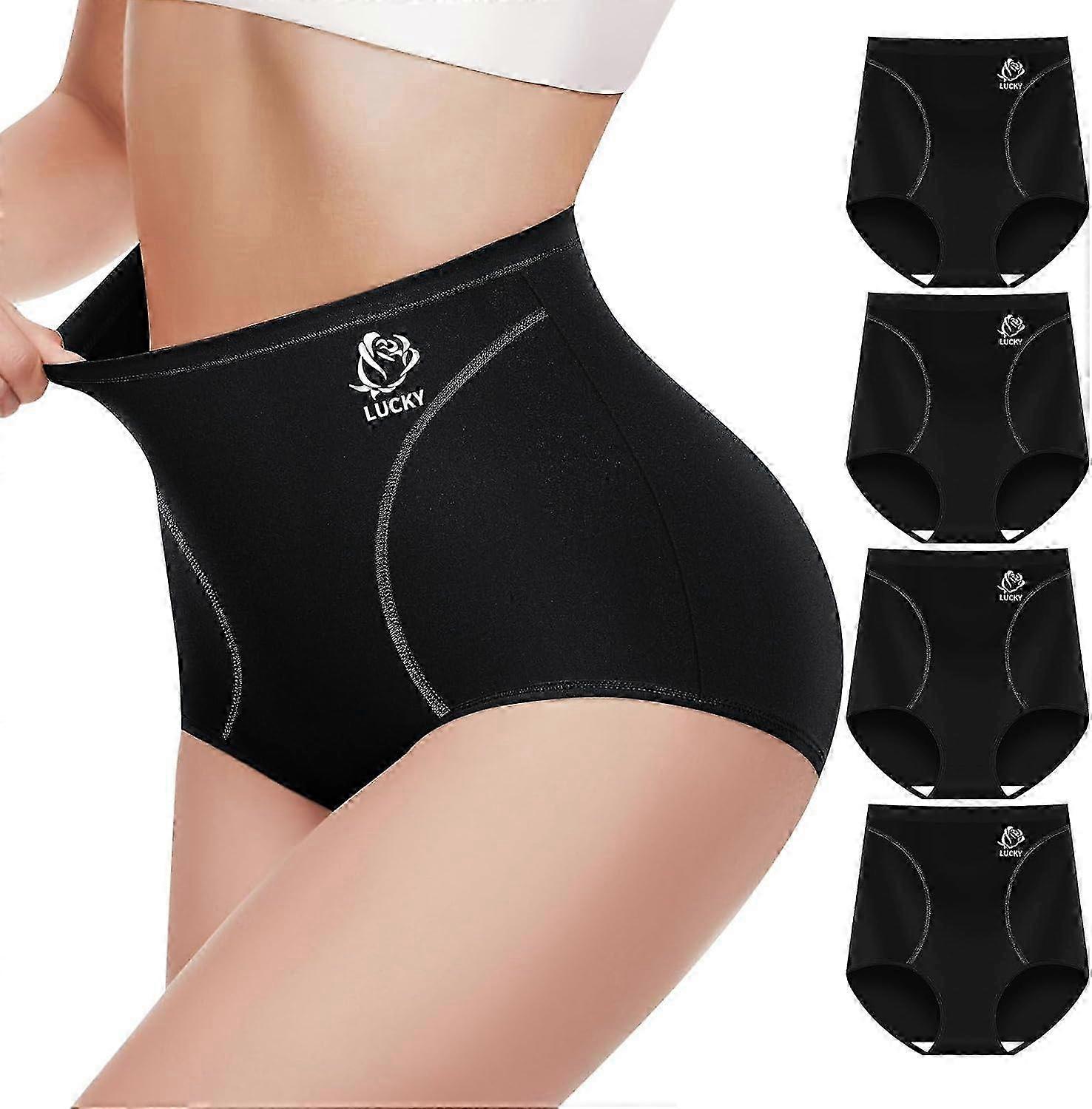 High Waisted Women's Underwear 4 Pack Tummy Control Compression Briefs Full Coverage