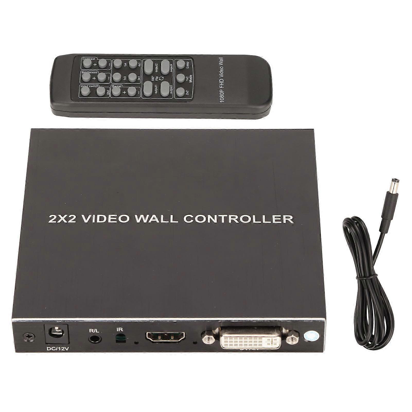DVI TV Wall Controller - 180° Rotating HD Display Processor with Remote, 4K Support UK Plug
