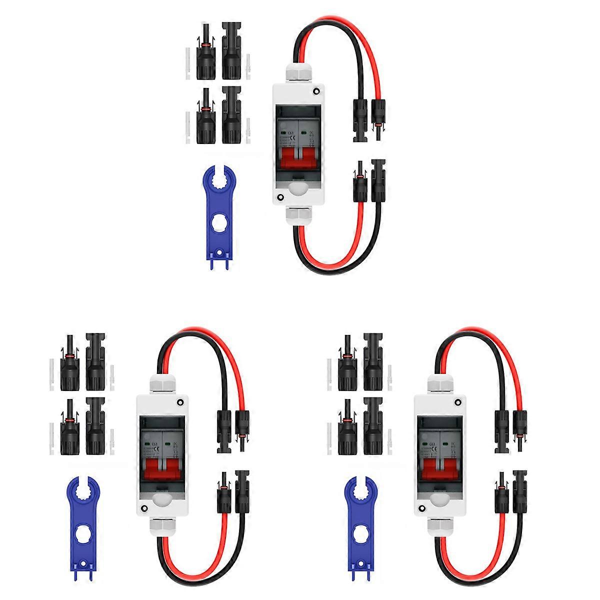 3X Solar Panel Disconnect Switch, 63A DC 1000V Breaker Box PV Disconnect Switch with IP65 Waterproof