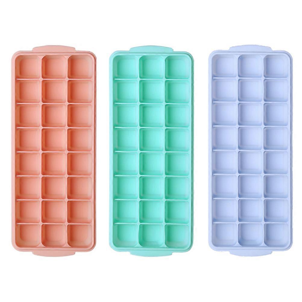 Silicone Ice Cube Molds with Lids 3 Pcs 24 Grids Easy to Demould Assorted Color