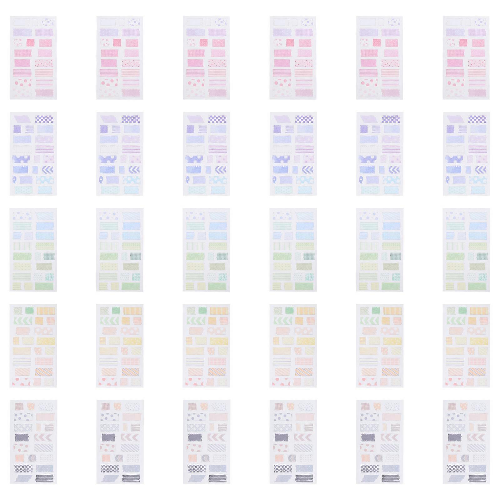Scrapbook Stickers Rectangular Paper Sticker Daily Planner Style Stationery Crowd Assorted Color 16.1X9.2cm Diy 30 Sheets per Set
