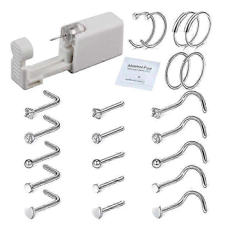 Disposable Safe Sterile Nose Ring Stud Piercing Unit Nailer with 21x Nose Studx