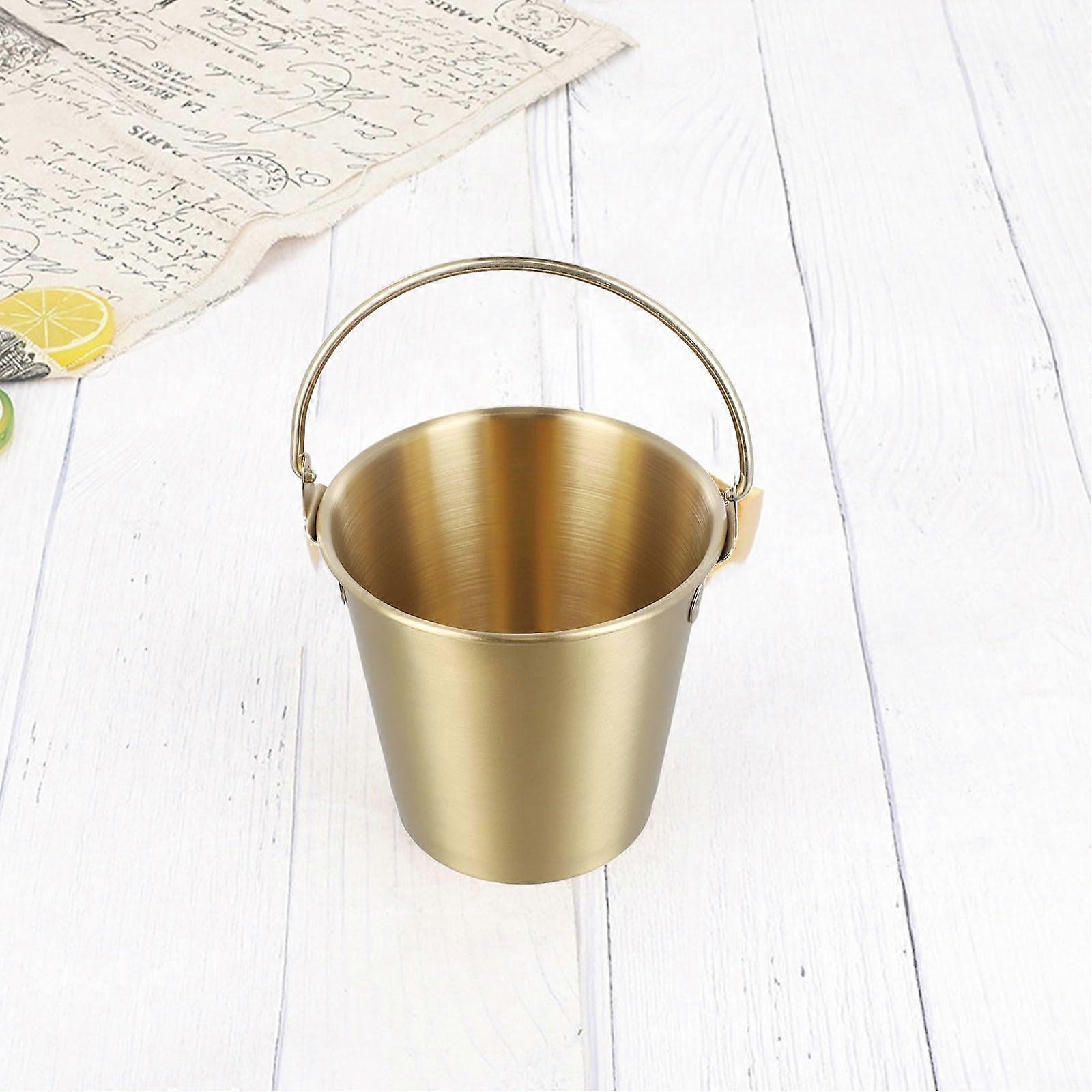 Stainless steel ice bucket, for snacks and drinks, easy to carry, with handle, ideal for social events (700 ml, gold color) 700ML Golden