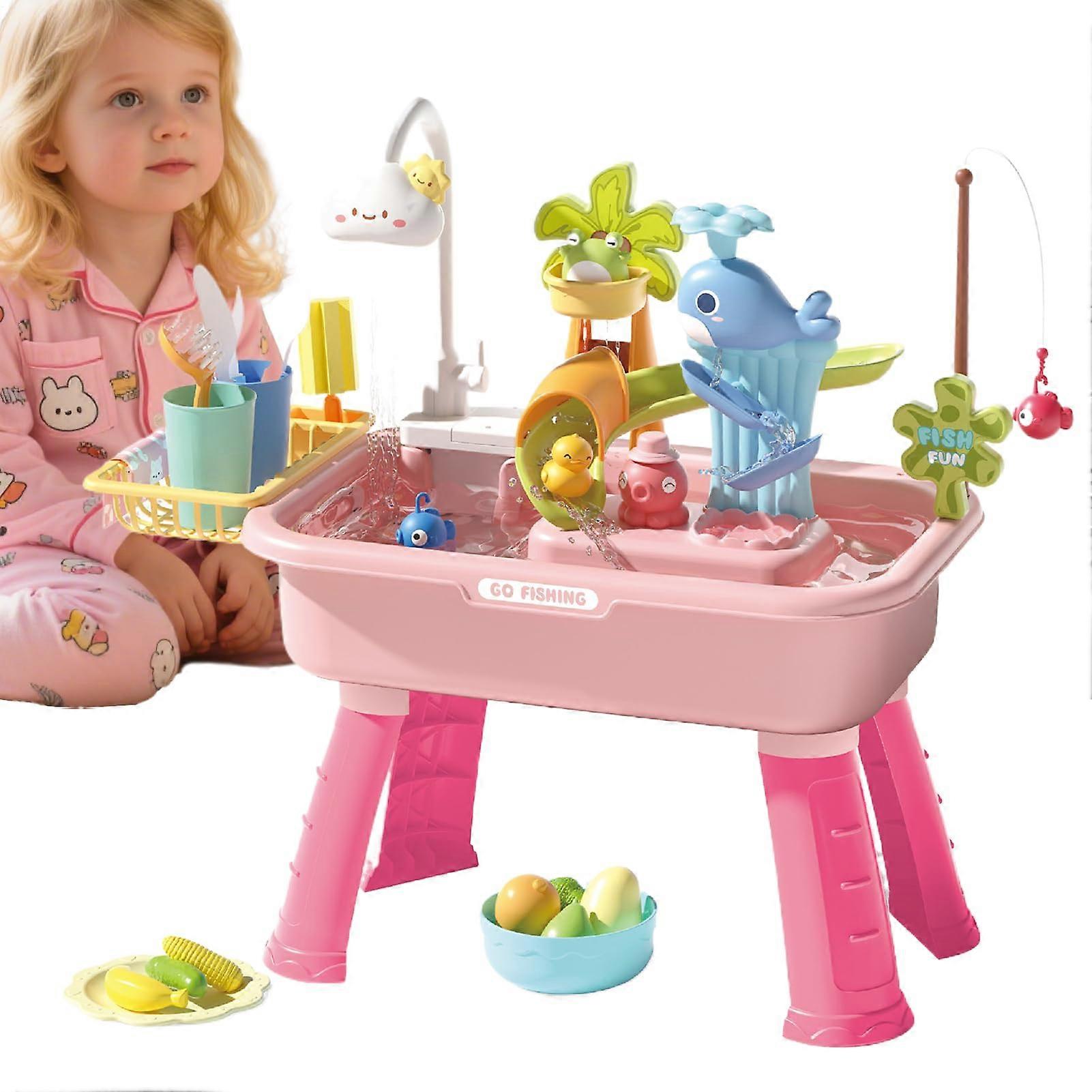 Water Table for Babies – Sand and Water Play 4in1 Sink Toy with Electric Faucet