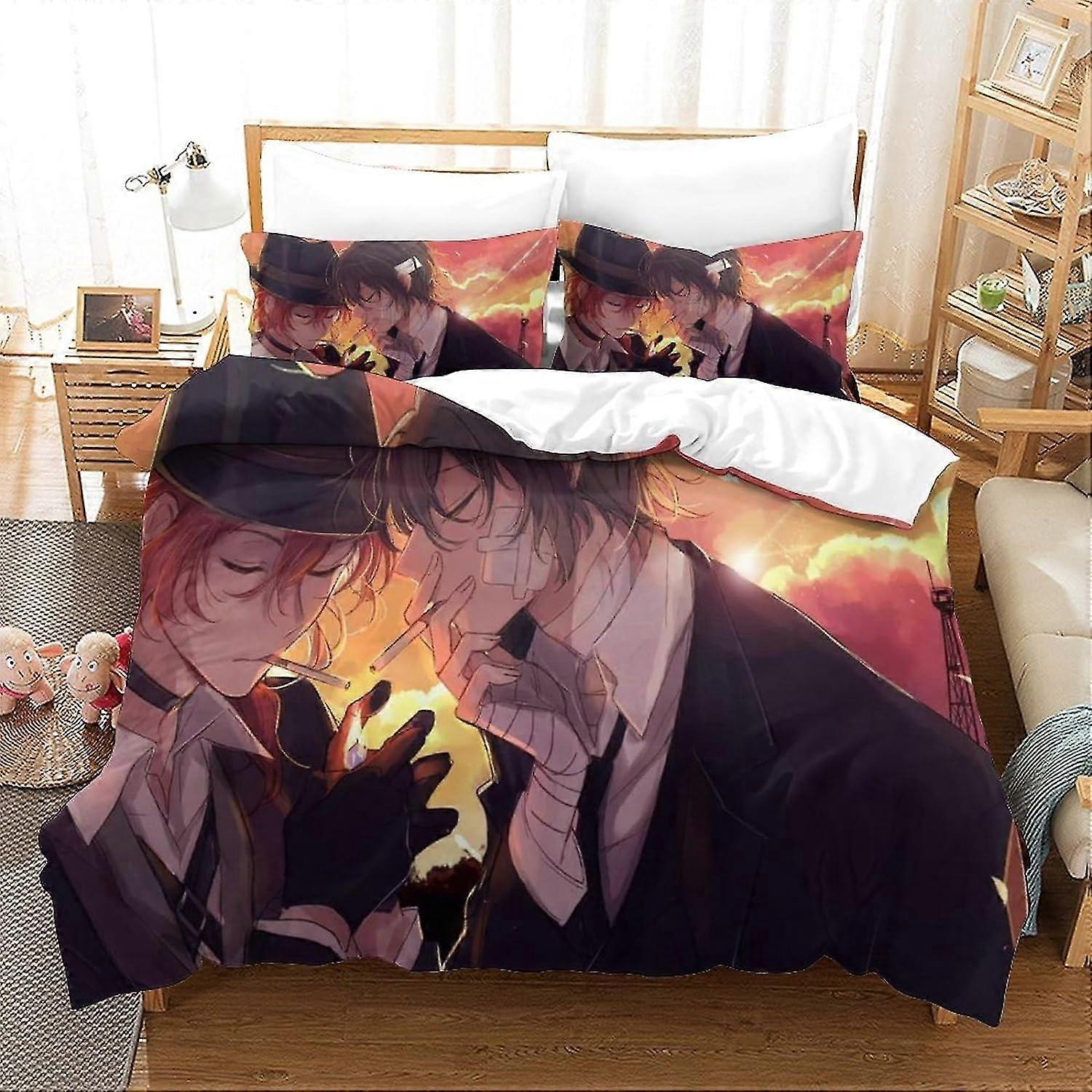 Anime postavy Povlečení Set 3D Design Povlečení, Měkké 100% mikrovlákno 3ks, Tisk Single Double King Size Mikrovlákno Přikrývka Co