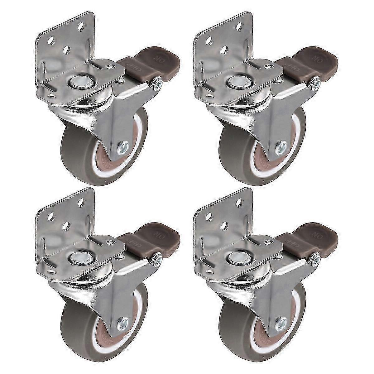 L-Shaped Rubber Casters Set of 4, 2-Inch Furniture Wheels, 360-Degree Locking Swivel