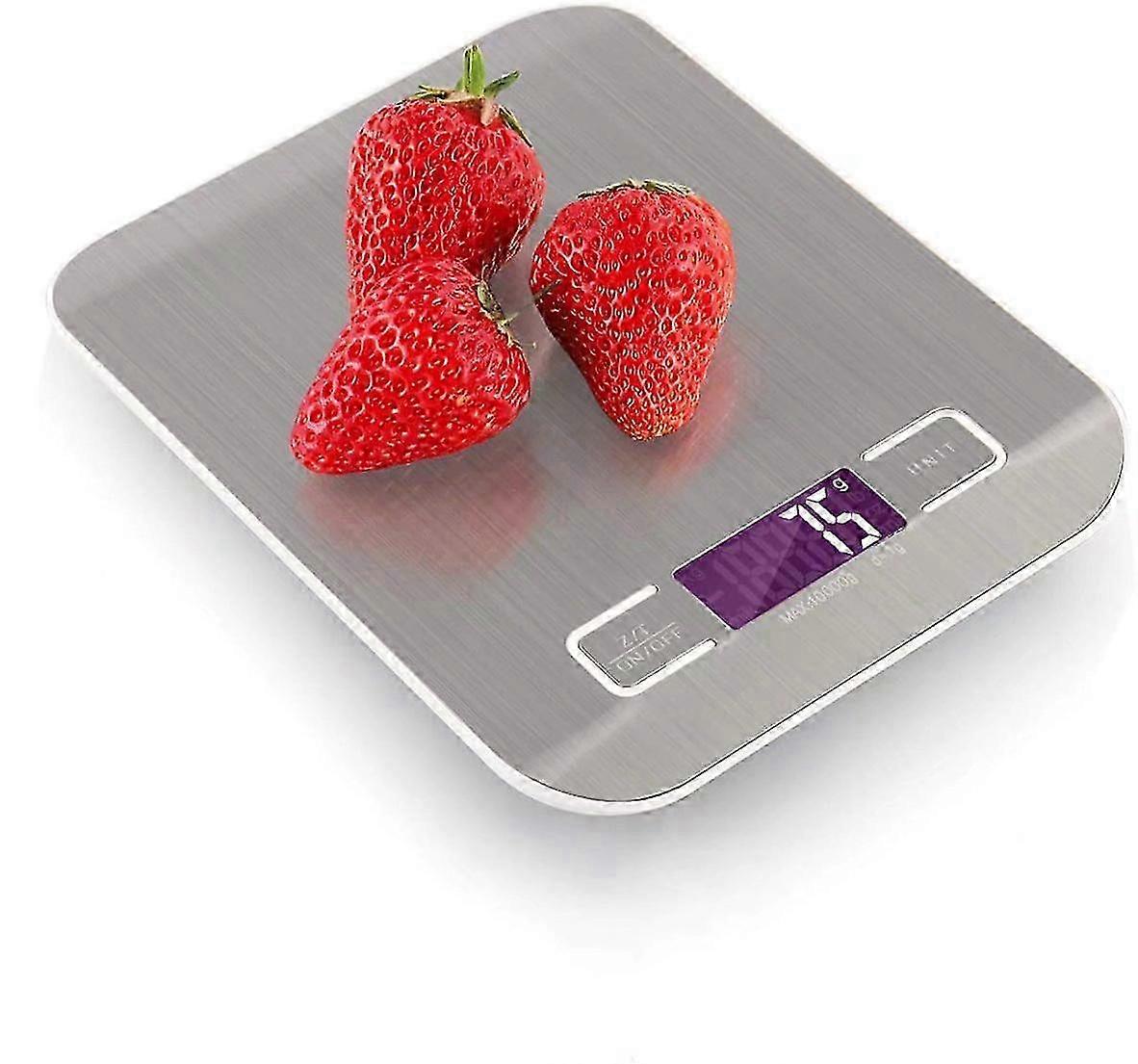 10kg/1g USB Rechargeable Electronic Kitchen Scale, Stainless Steel Digital Cooking Scale with Backlit Display, Tare