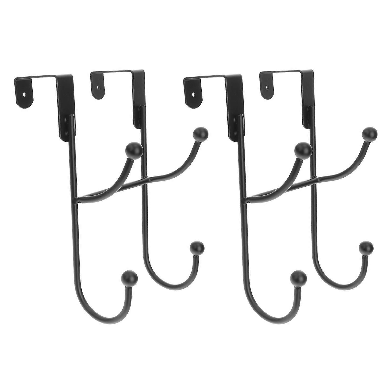 Hardware Hooks Iron Organizers Wall-Mounted Hanging Storage Hooks Black 2Pcs