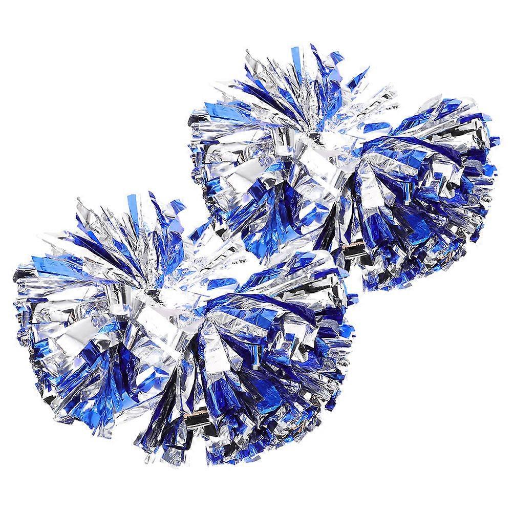 Reusable Cheerleading Pom Poms For Cheering Silver 2Pcs