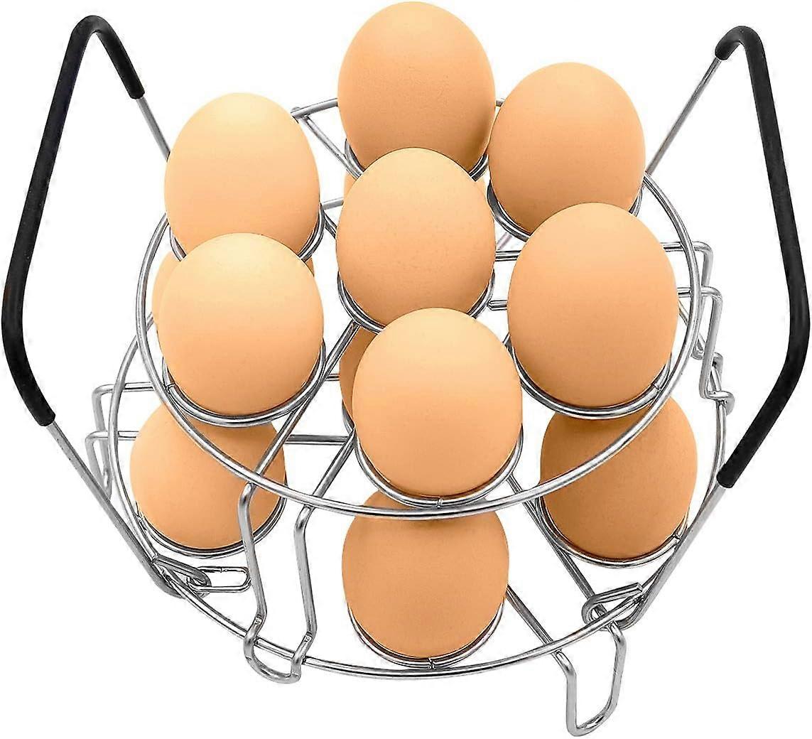 Stackable Egg Steamer Rack,  Heat Resistant Silicone Handles Compatible，14 Eggs Multipurpose Steamer Rack Trivet