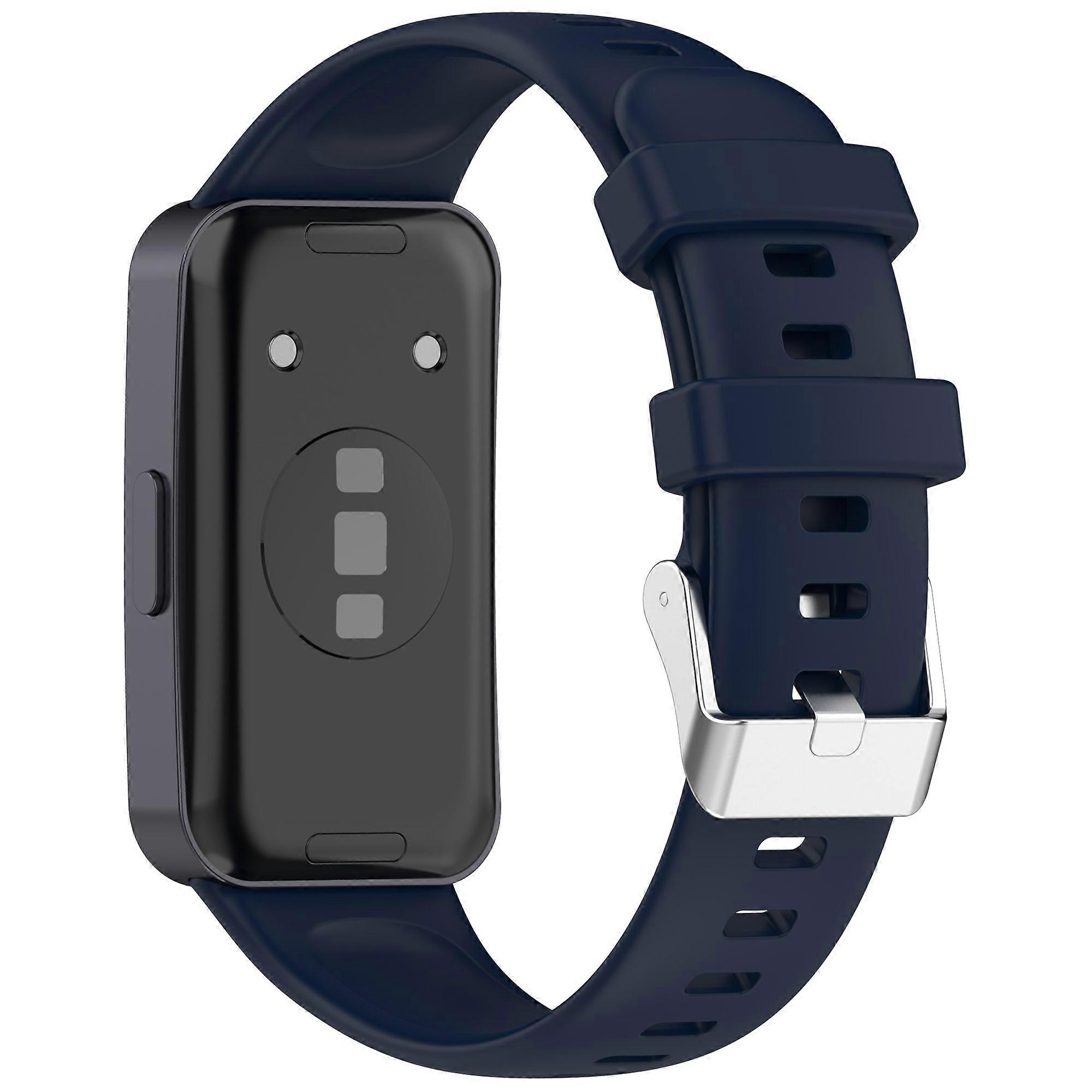 Silicone Watch Band For Huawei Band 10 NFC 10 9 NFC 9 8 NFC 8 High Quality Wristband Replacement Strap Dark Blue