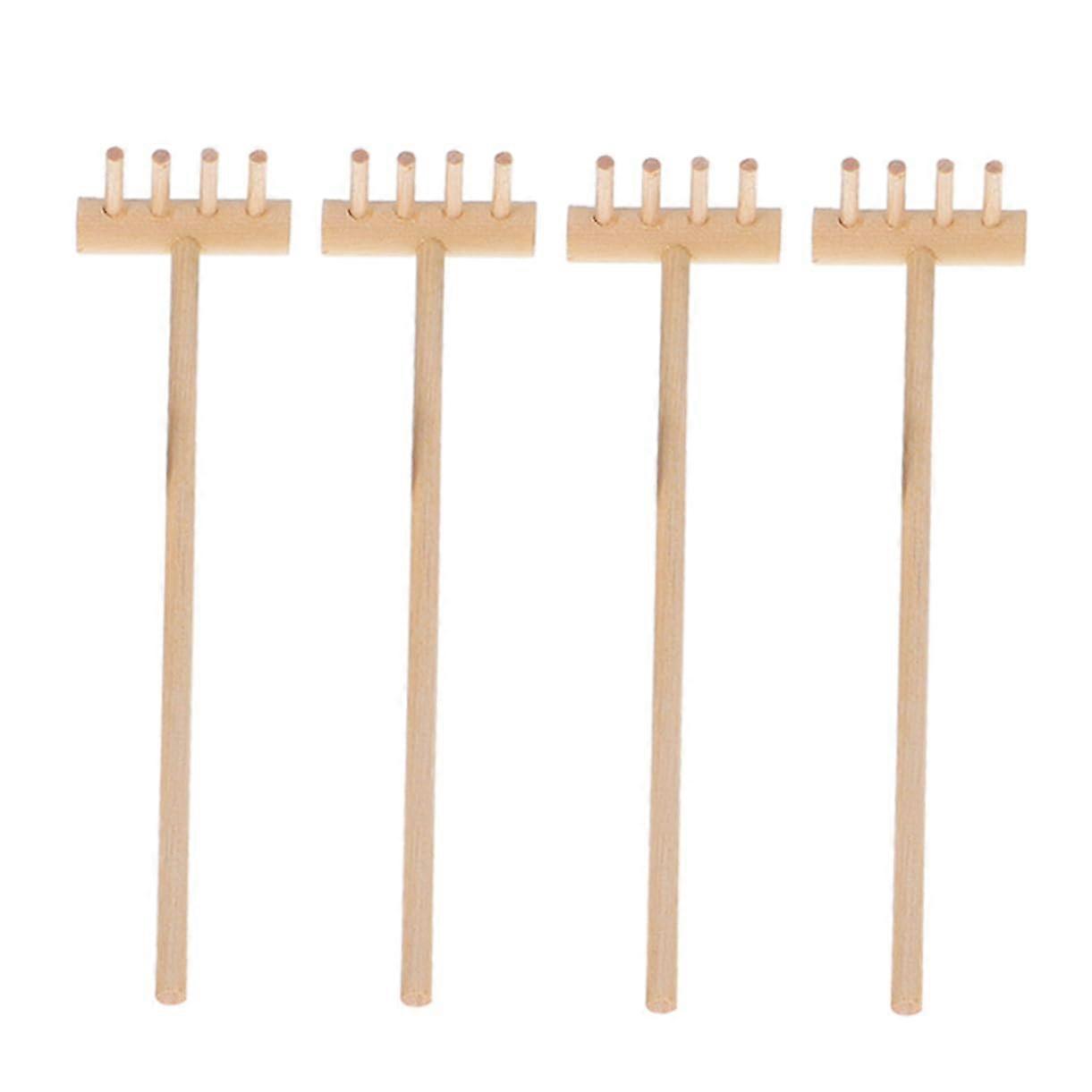 Mini Rake Tools Set of 4 for Sand Table and Garden, Mini Sandpit Rakes for Desk, Small Garden Sand Tools
