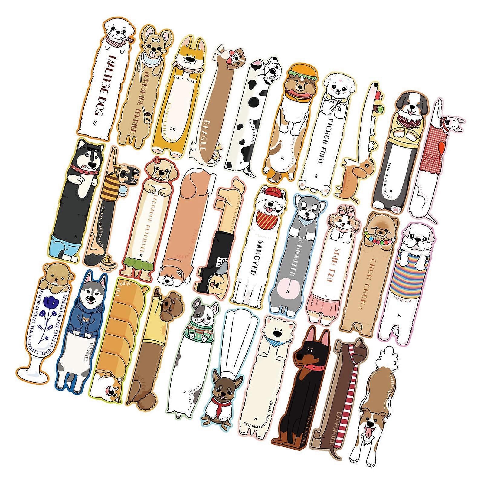 30-Count Cartoon Dog Pattern Bookmarks For Scrapbooking, Journaling, And Craft Projects For Adults And Kids