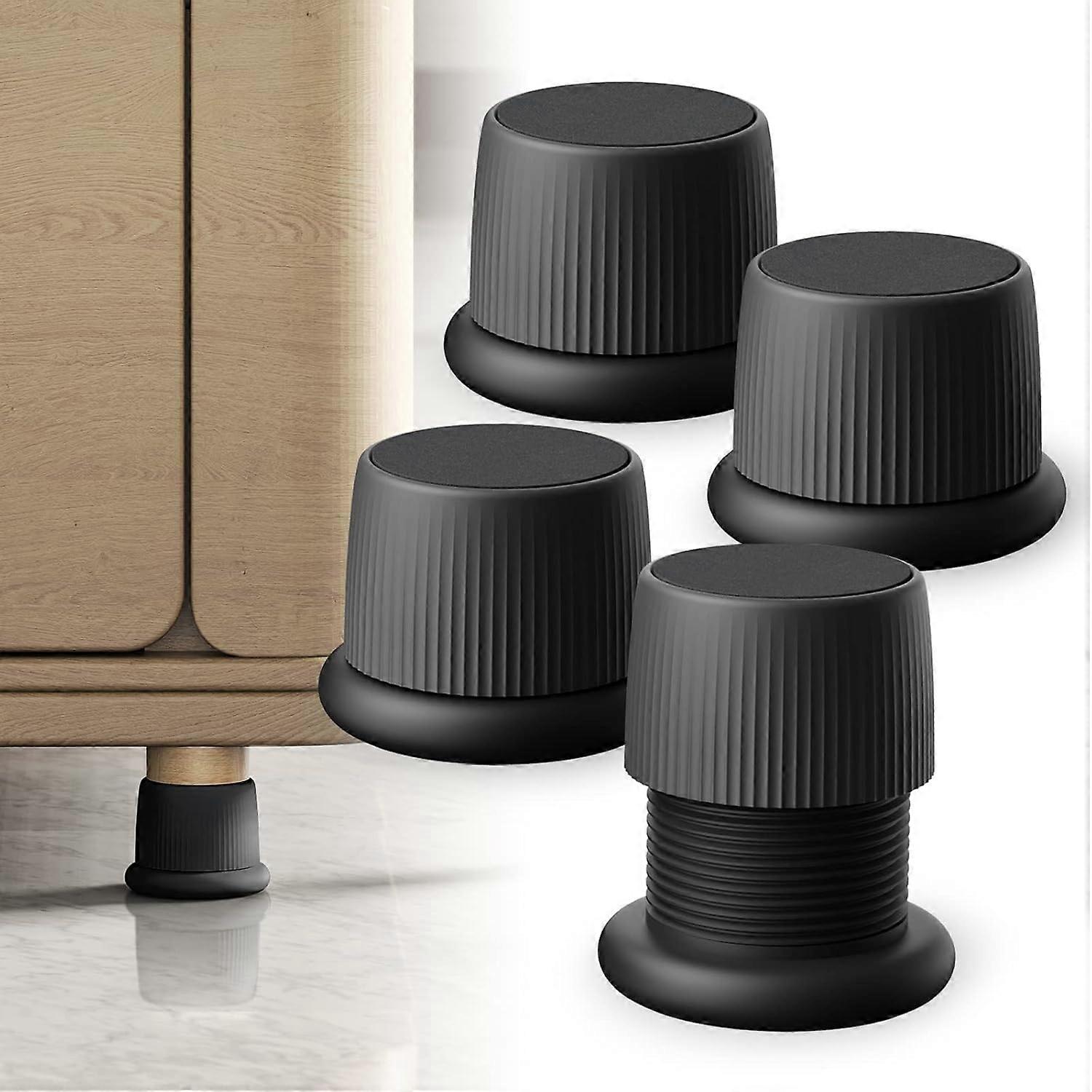 Elevadores de Cama Ajustáveis, 1.6 2.6 polegadas Elevadores de Cama Brancos, Duráveis Suportes de Plástico e Antiderrapantes para Sofá 2 polegadas (Preto 4 Pcs)