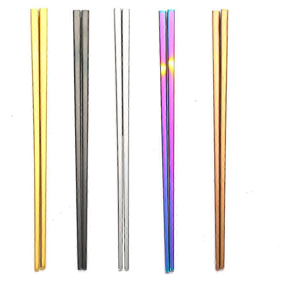 Metallic Chopsticks Stainless Steel Square Tail for Daily Use Non-Deforming After Heating Easy to Clean 1 Pair