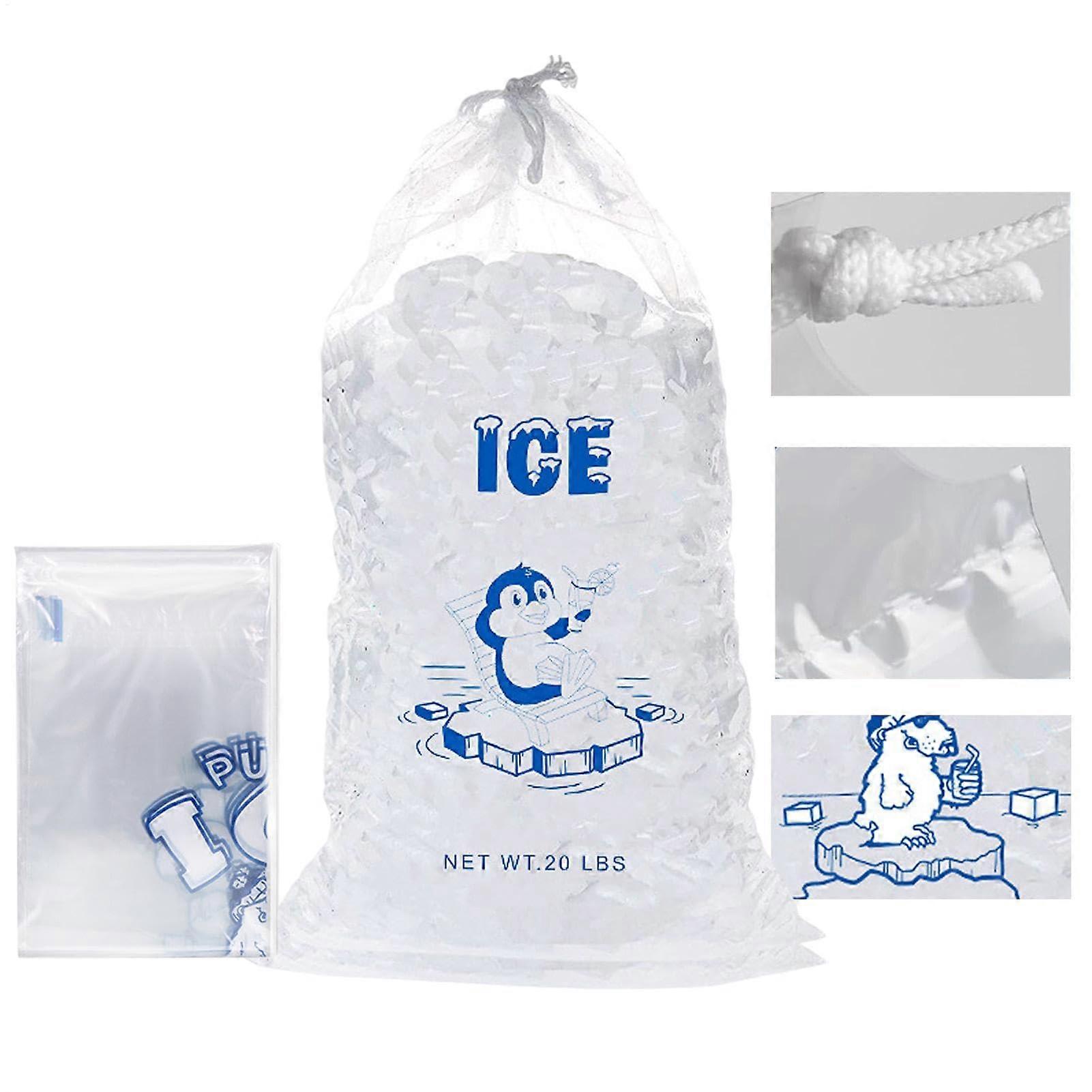 Ice Storage Bags, Small Ice Bags, Pack of 10 with Drawstring for Ice Balls