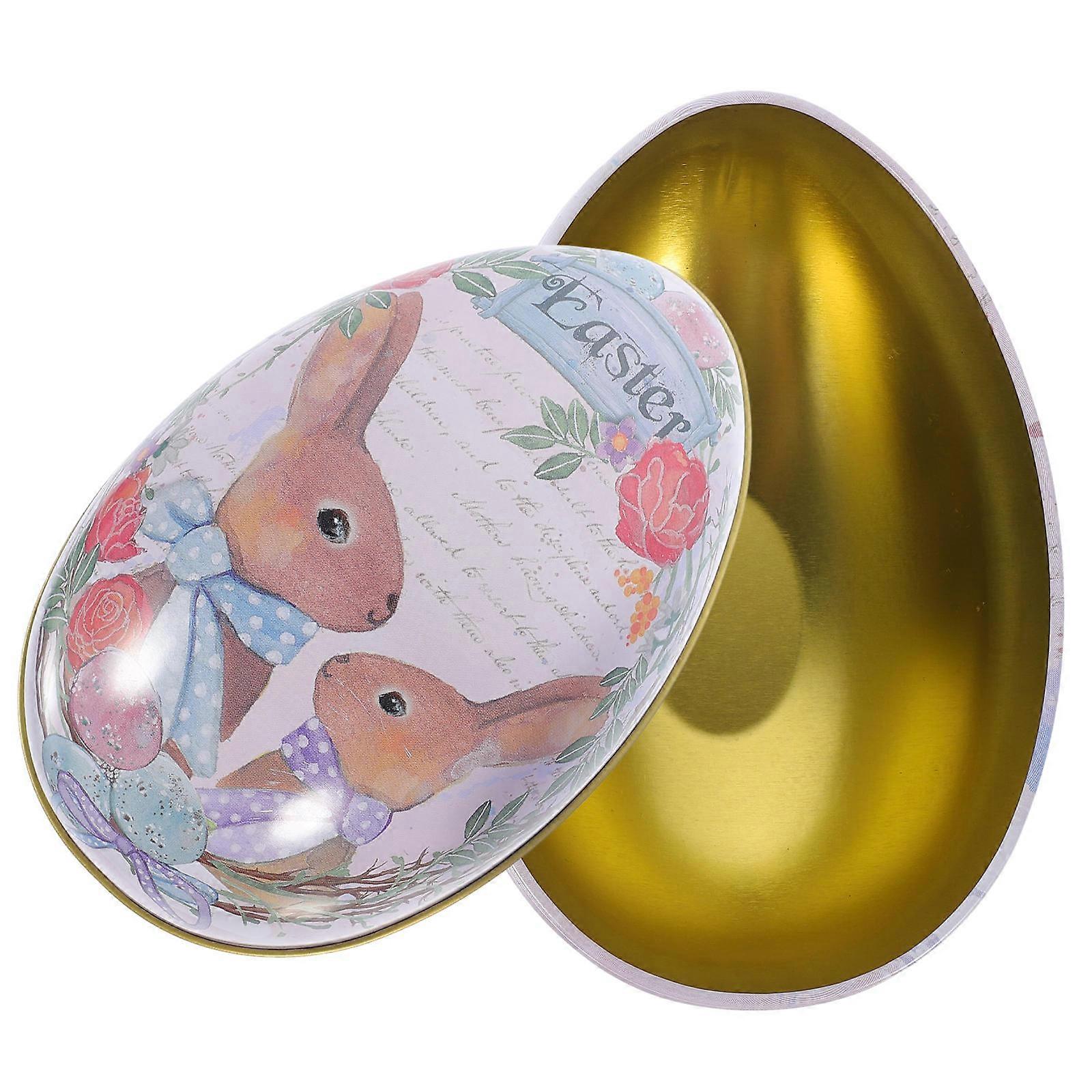 Candy Tin With Lid Egg Shaped Trinket Boxes For Children Families Festival Atmosphere Tinplate Material 1Pack