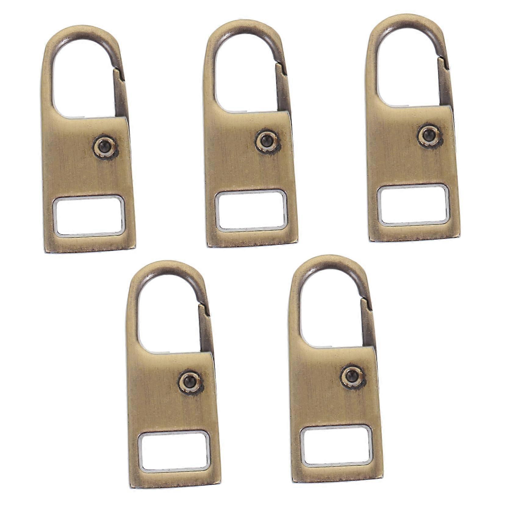 Pack of 5 Connecting Buckle with Zip Tags Zip Extensions Slider Zip Heads for Garments Metal Zip Accessories