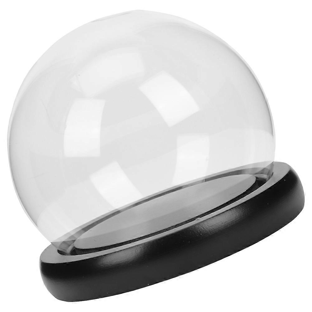 Clear Glass Dome with Wooden Base for Eternal Flower Display, Dustproof Cloche Jar for Wedding & Valentine's Day Decor, Artistic Spherical Showcase