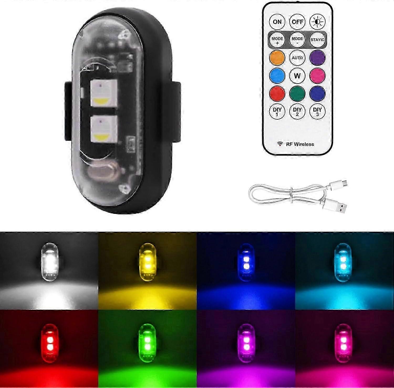 Wireless LED Strobe Lights with Remote Control, Waterproof Led Emergency Warning Lights 8 Colors USB Charingfor Car Motorcycle 1PC SZRH A-C
