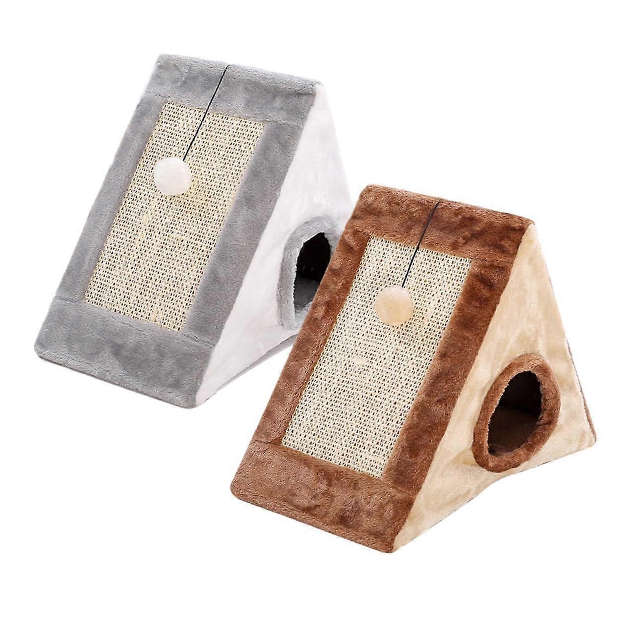 Cat Cave and Scratching Post with Double Sisal Scratching Board and Padded Triangular Cat Bed for Your Cats