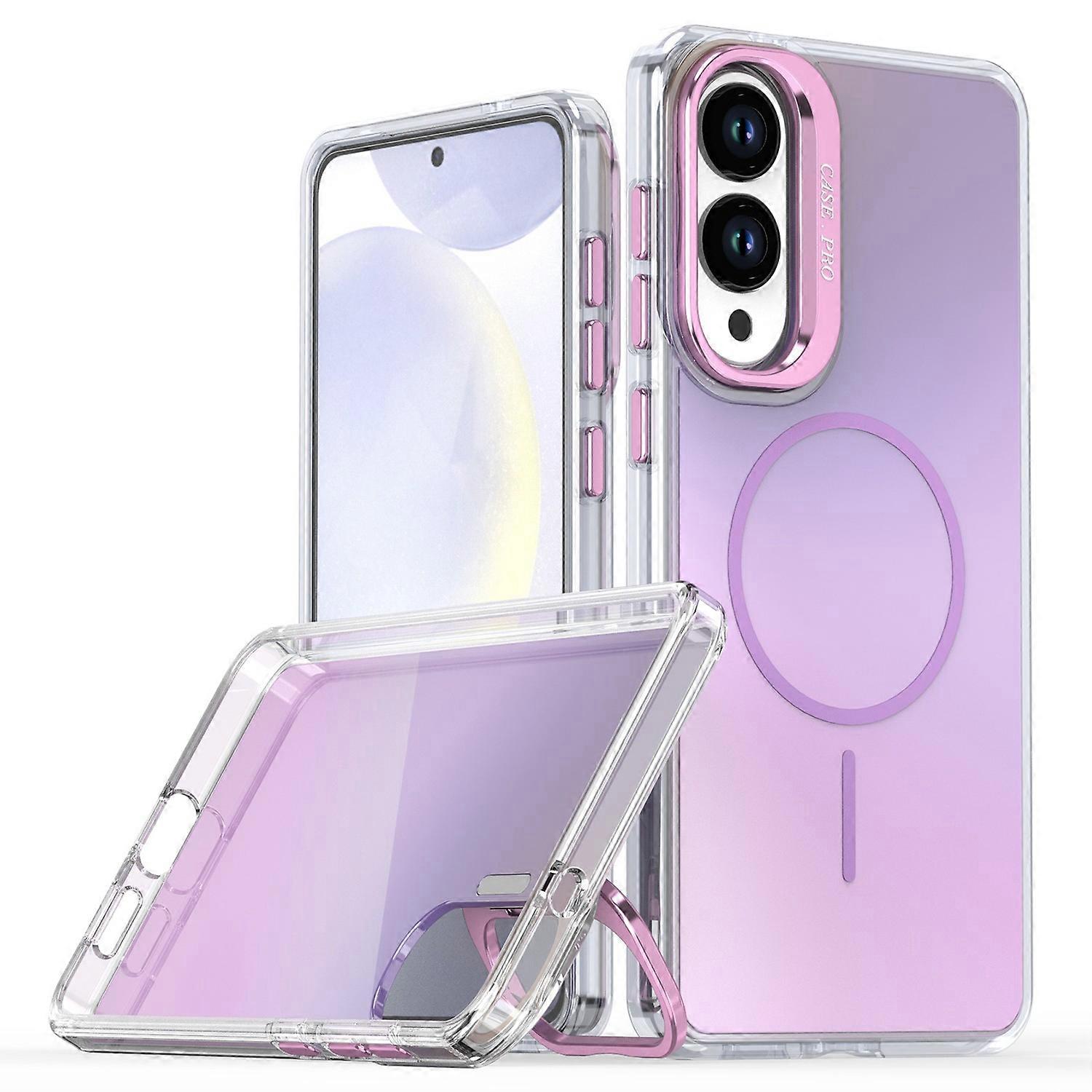 For Samsung Galaxy S25 Edge Case Compatible with MagSafe TPU Acrylic Gradient Phone Cover with Kicks