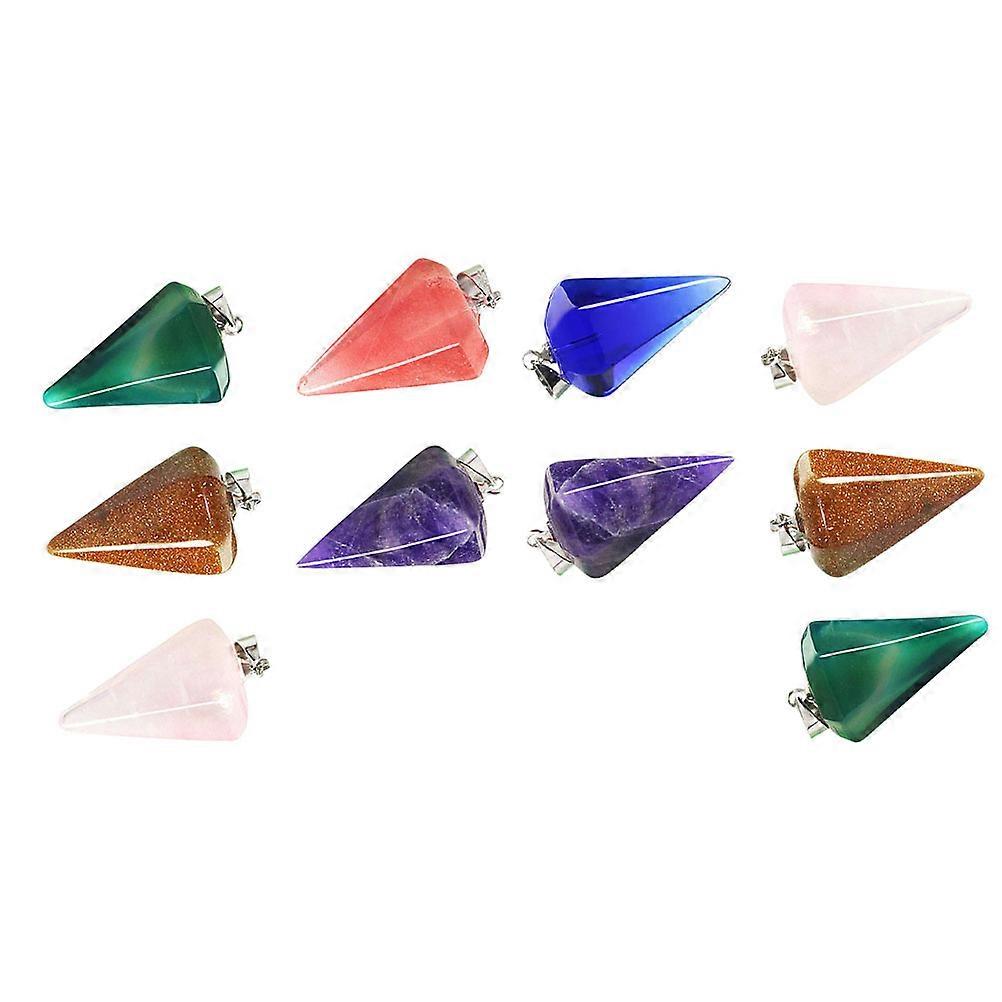 DIY Jewelry Making Supplies 10 Pcs Hexagonal Cone Shape Pendant For Craft Projects Assorted Color With Smooth Surface