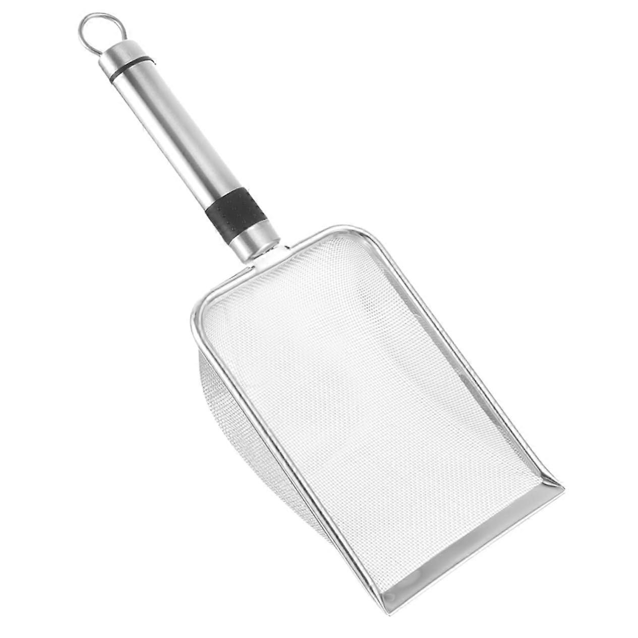 Cat litter scoop with nonstick coating and hole spacing for effective cleaning of cat litter boxes and pet care. A sturdy helper for cat owners.