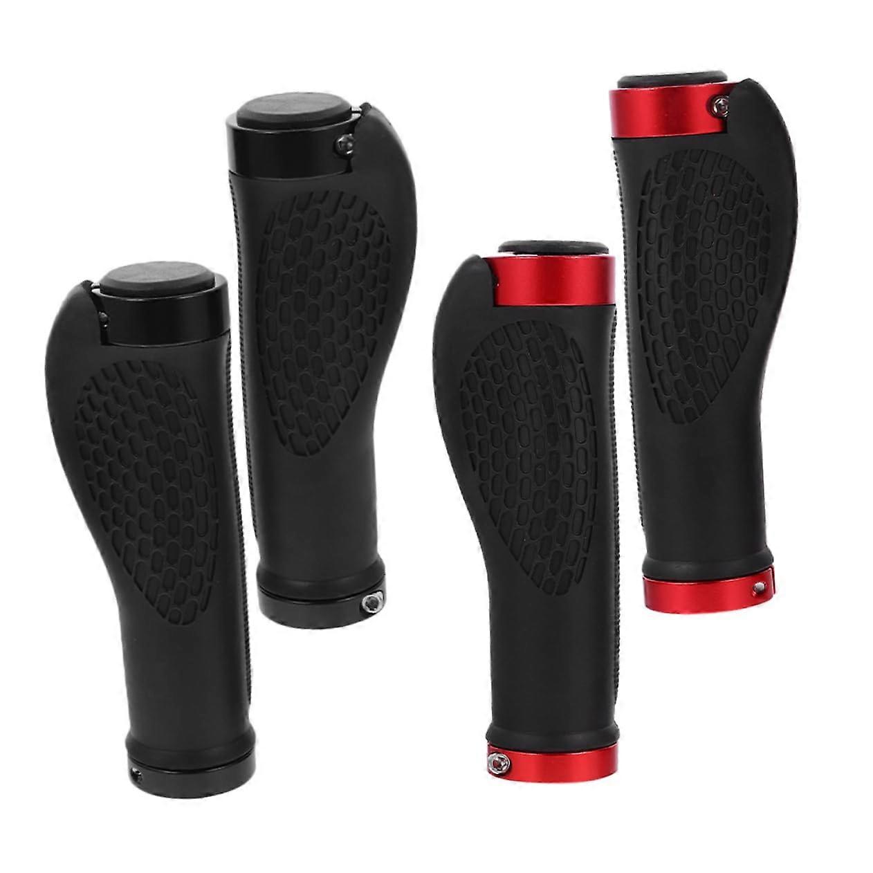 Bicycle Locking Grips 2 Pairs Mountain Bike Grips With Phone Holder For Handlebar Shockproof Rubber