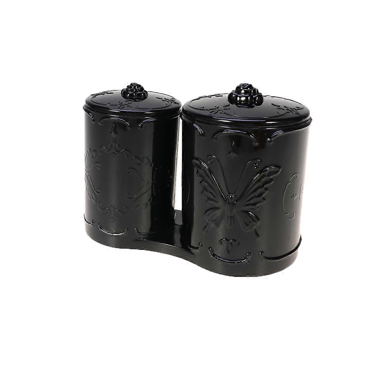 Black Apothecary Jars with Lid for Storing Cotton Swabs Makeup Pads and Small Accessories 7.87 x 4.92 x 5.51 inches