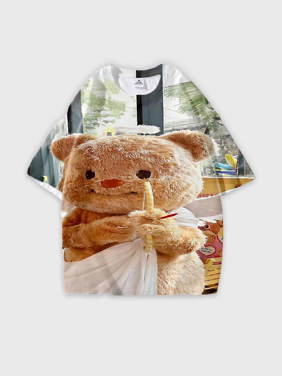 T-shirt round neck Pattern loose short sleeve O127