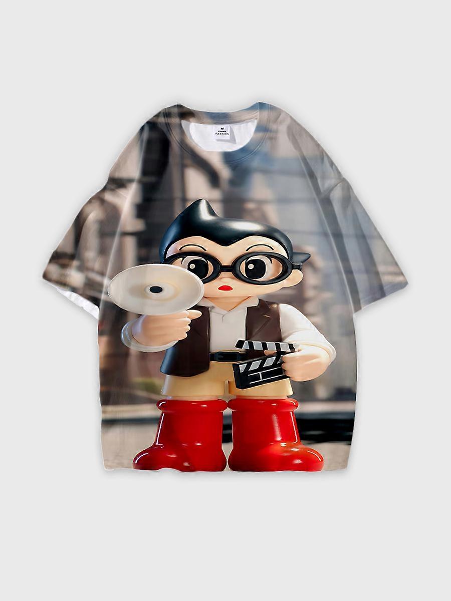 T-shirt girocollo Cartoon Role Pattern manica corta sciolta D849