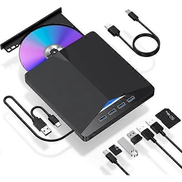 External CD/DVD Drive for Laptop, 7 in 1 USB 3.0 DVD Player Portable CD/DVD Burner