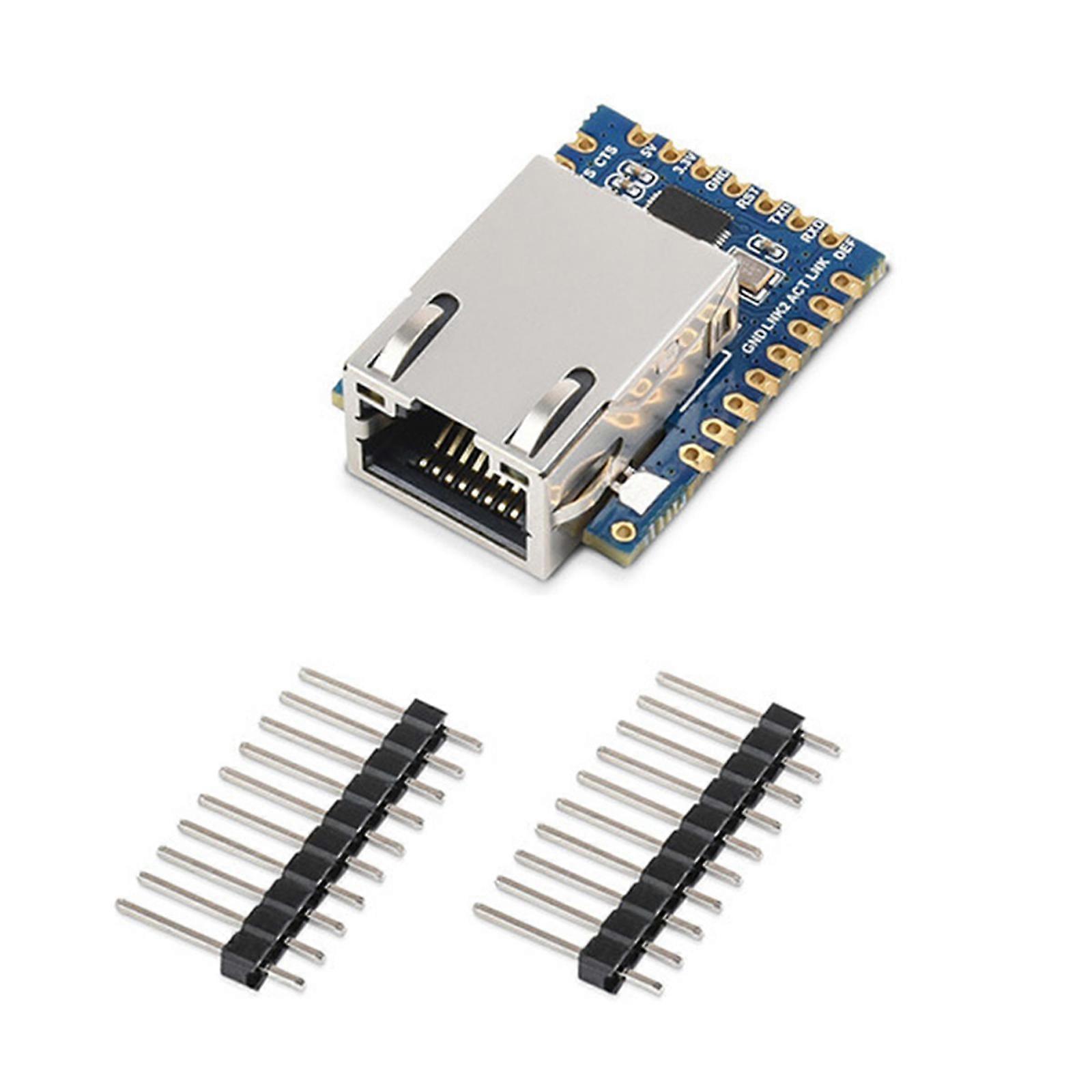 Mini TTL to Ethernet Module Serial UART to Ethernet Converters Gold Plate Stamp Hole Design Highly Integrated for Industrial Multicolor