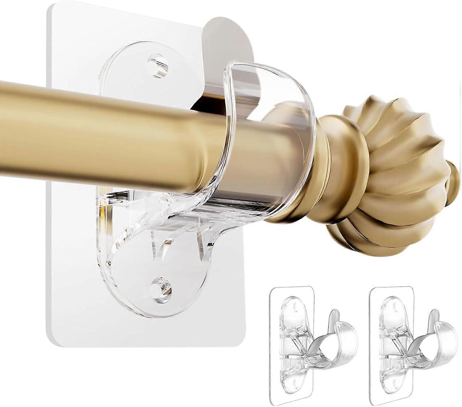 2Pack Self-Adhesive Curtain Rod Holders No Drilling,Adjustable Curtain