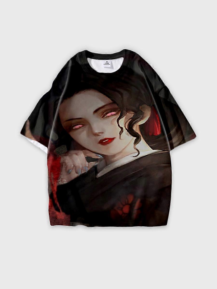 T-shirt round neck Character Pattern loose short sleeve P2793