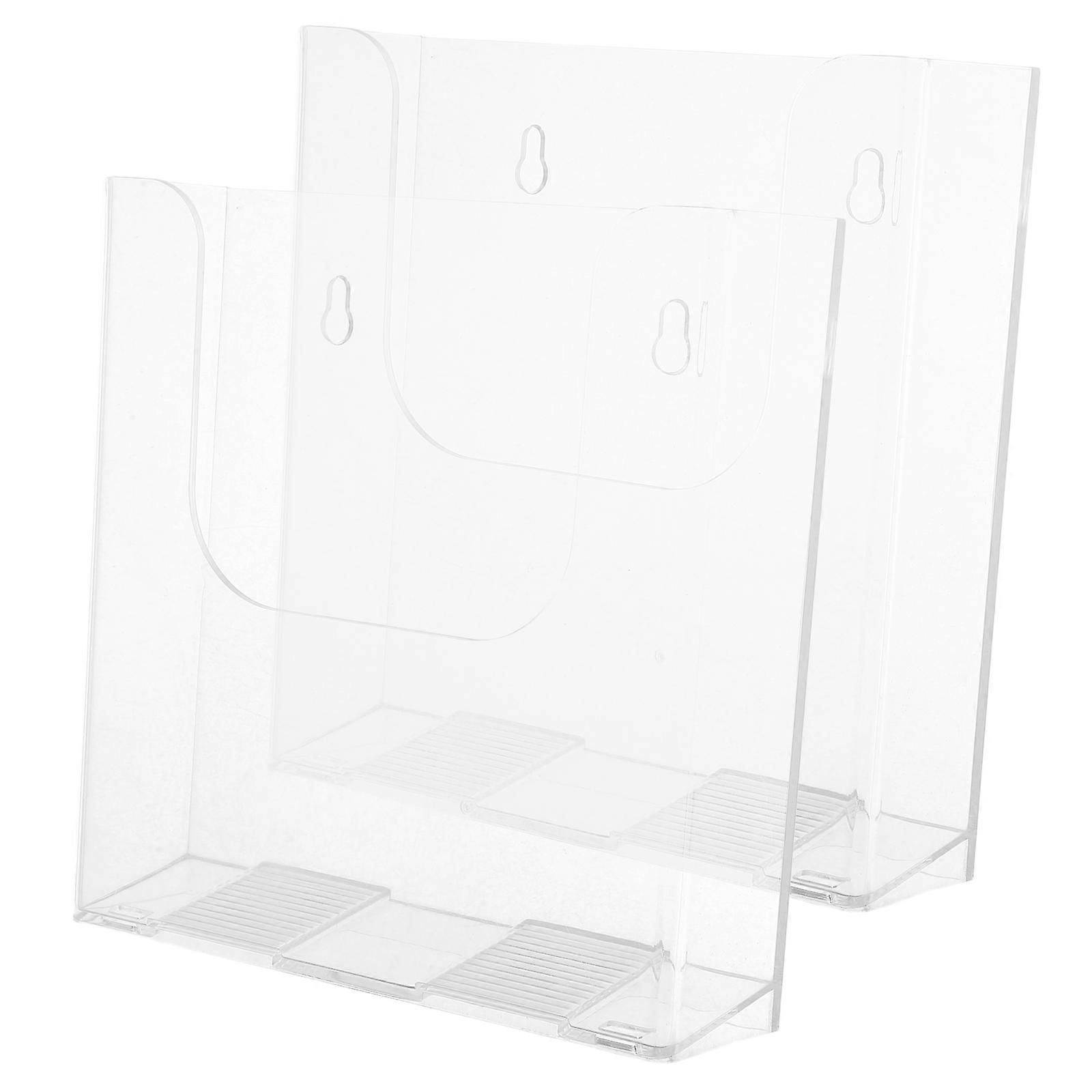 2pcs Brochure Display Stand Clear Acrylic Holder Transparent Magazine Rack A5 Sized Literature Stand for Wall Mount