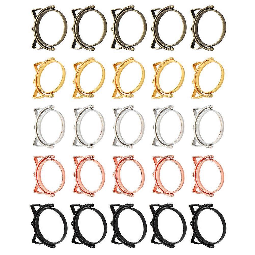 Assorted Color 25Pcs Hollow Bezel Molds Cat Shape For Jewelry Making Perfect For Craft Enthusiasts