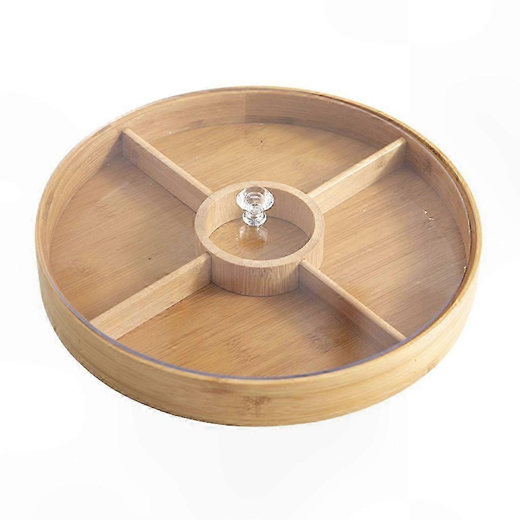 透明なアクリル蓋付き竹木製分割サービングトレイドライフルーツ収納ボックス4グリッドナッツプラッターパーティーホームデコレーション用スナックキャンディープレートコンテナ