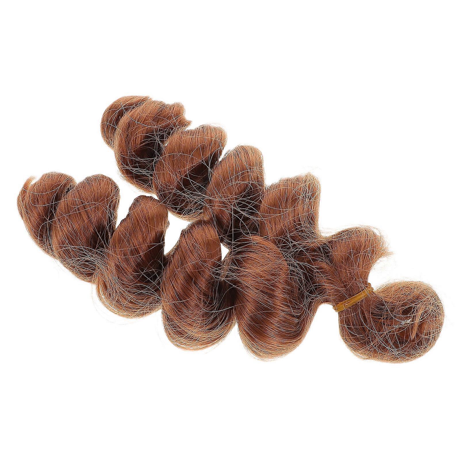 lysebrun flettet krøllet paryk til kvinder skånsom mod hår perfekt til afslappet dagligt udseende 1 sæt