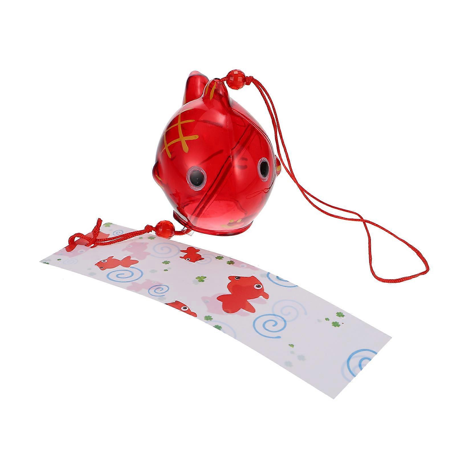 Japanese Style Glass Goldfish Wind Chime Hanging Decor for Garden, Balcony, or Patio – Handmade Outdoor Wind Bell Ornament with Red Fish Pendant