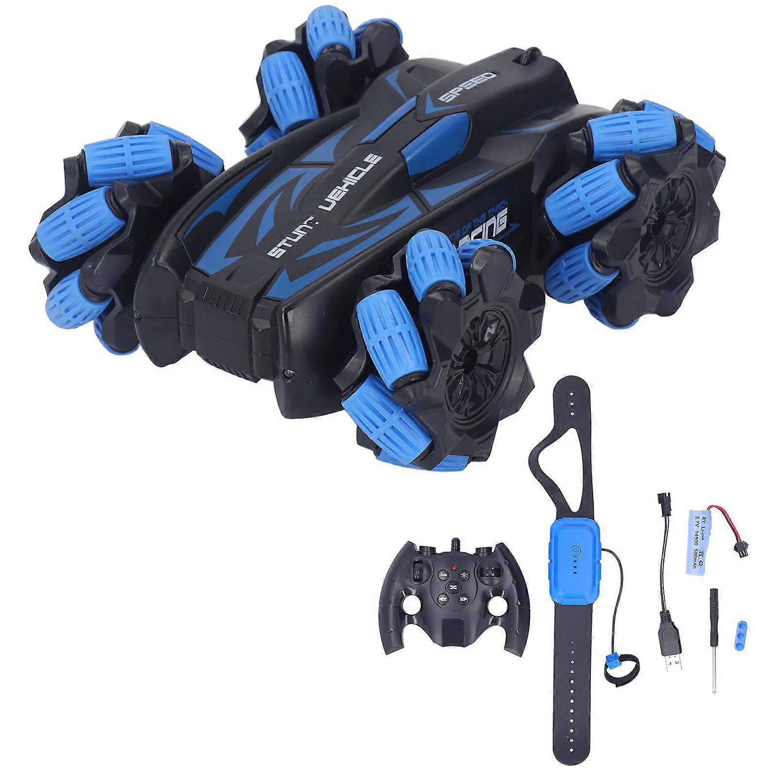 RC Stunt Car for Boys Girls 360 Degree Rotation Double Sided Driving 2.4GHz Remote Control Car for Land Beach Blue